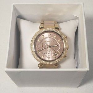 MICHAEL KORS MK6326 WOMEN'S PARKER GOLD TONE WATCH NEW BATTERY NWT